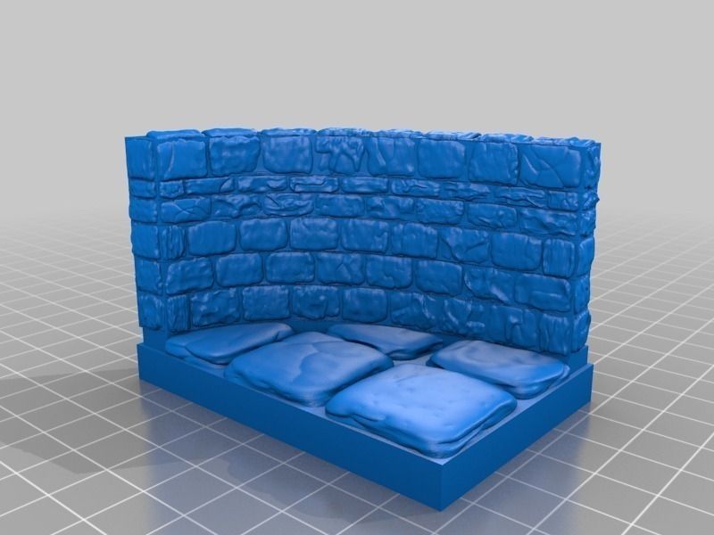 OpenForge Stone Dungeon Curved Wall Free 3D print model_16
