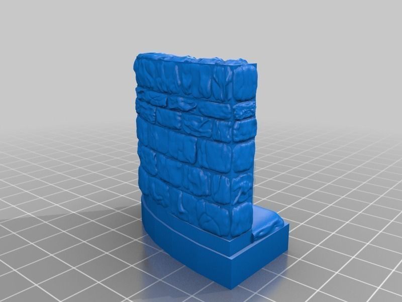 OpenForge Stone Dungeon Curved Wall Free 3D print model_12