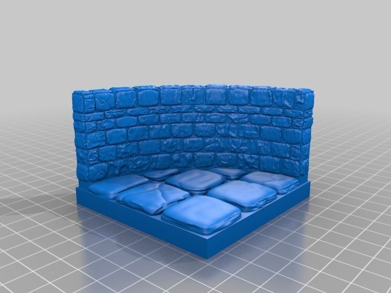OpenForge Stone Dungeon Curved Wall Free 3D print model_24