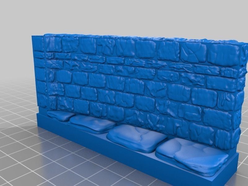 OpenForge Stone Dungeon Curved Wall Free 3D print model_10