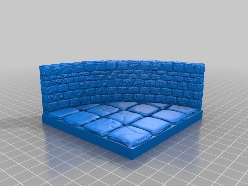 OpenForge Stone Dungeon Curved Wall Free 3D print model_34