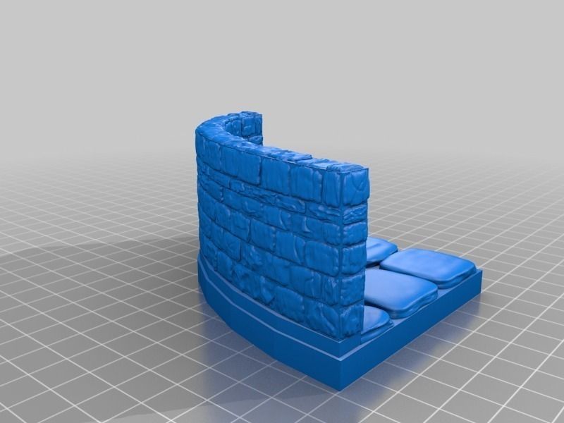 OpenForge Stone Dungeon Curved Wall Free 3D print model_32