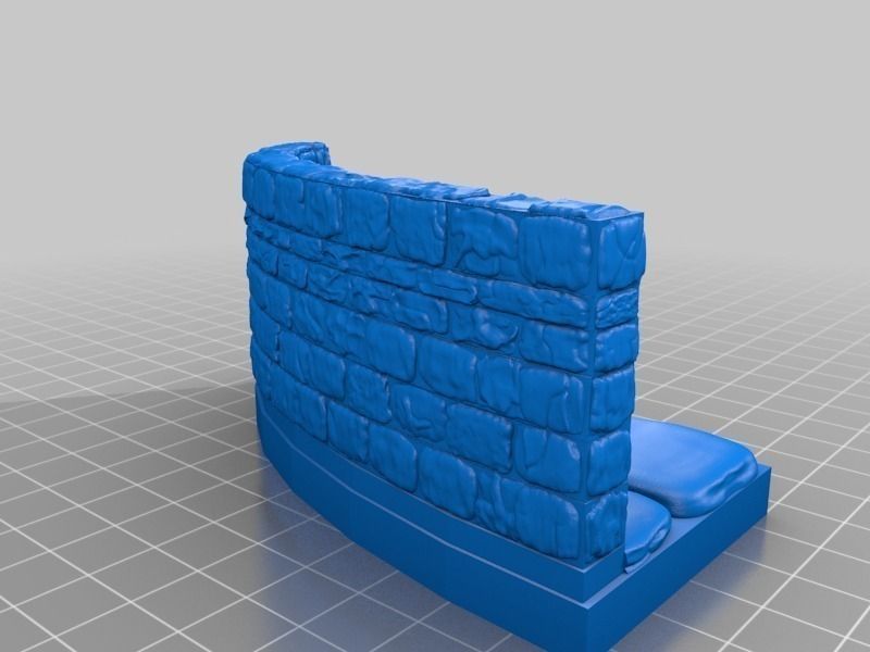 OpenForge Stone Dungeon Curved Wall Free 3D print model_30