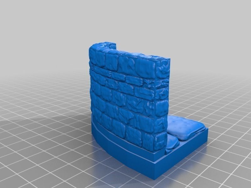 OpenForge Stone Dungeon Curved Wall Free 3D print model_22