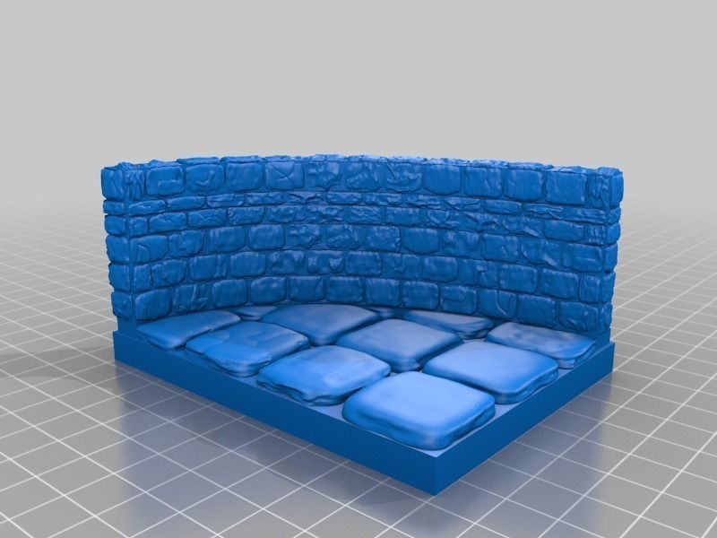 OpenForge Stone Dungeon Curved Wall Free 3D print model_26