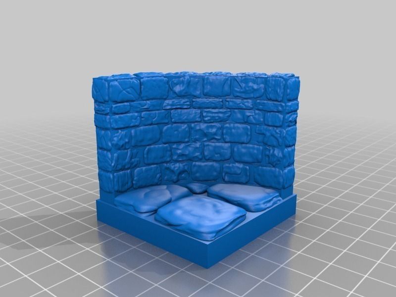 OpenForge Stone Dungeon Curved Wall Free 3D print model_14