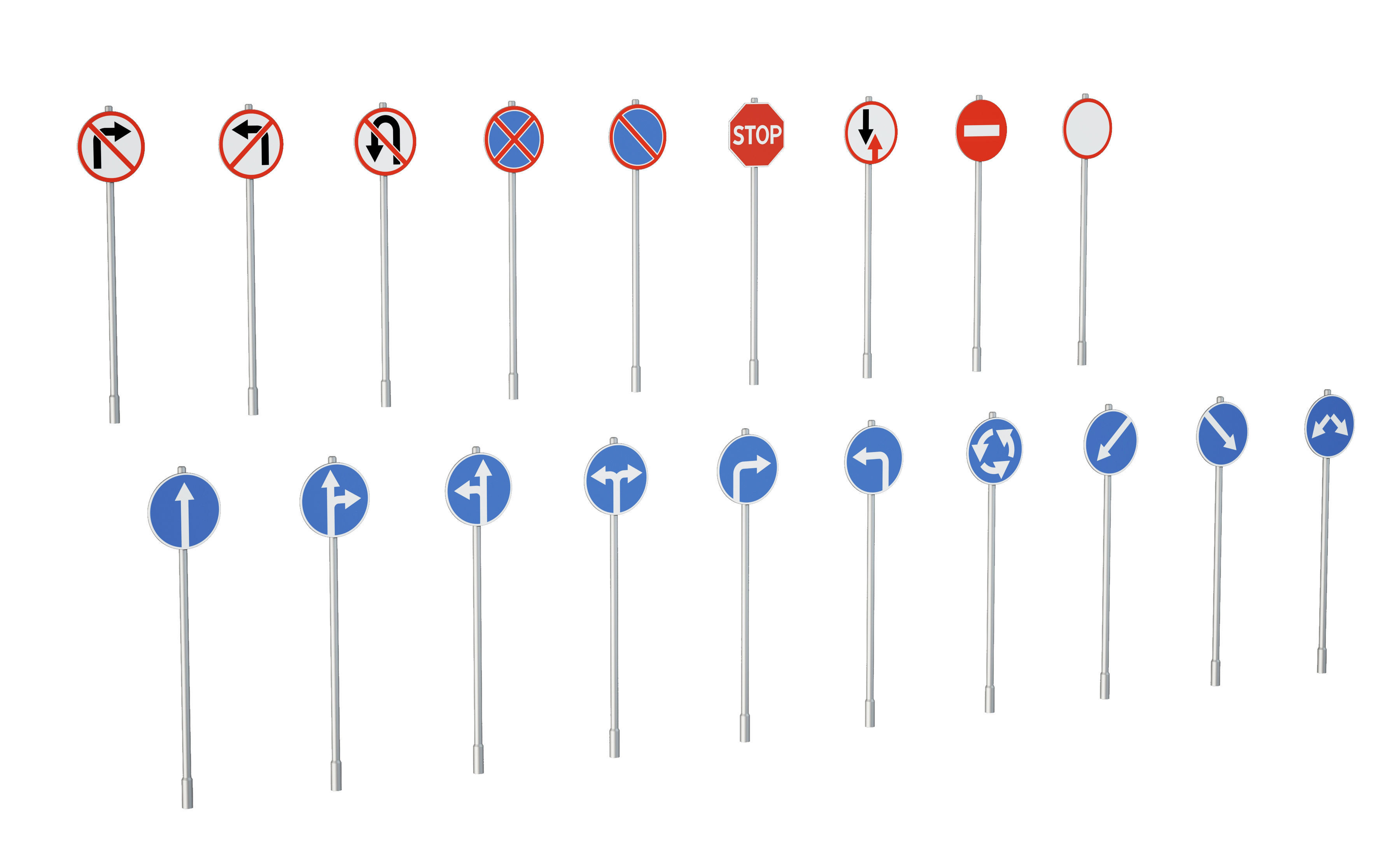 road sign set 3D model_3