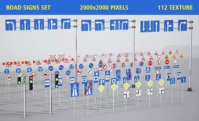 road sign set 3D model