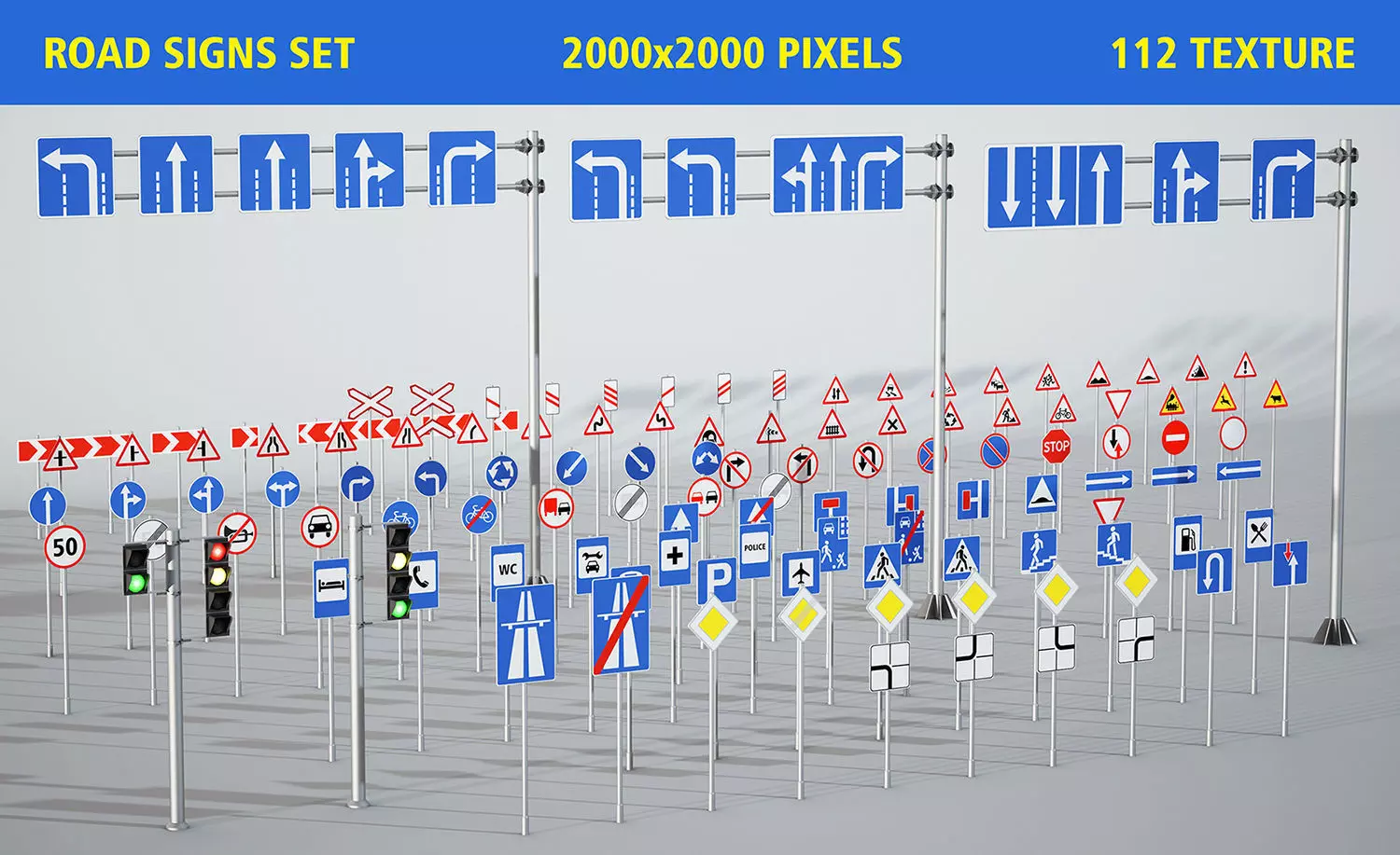 road sign set 3D model_0