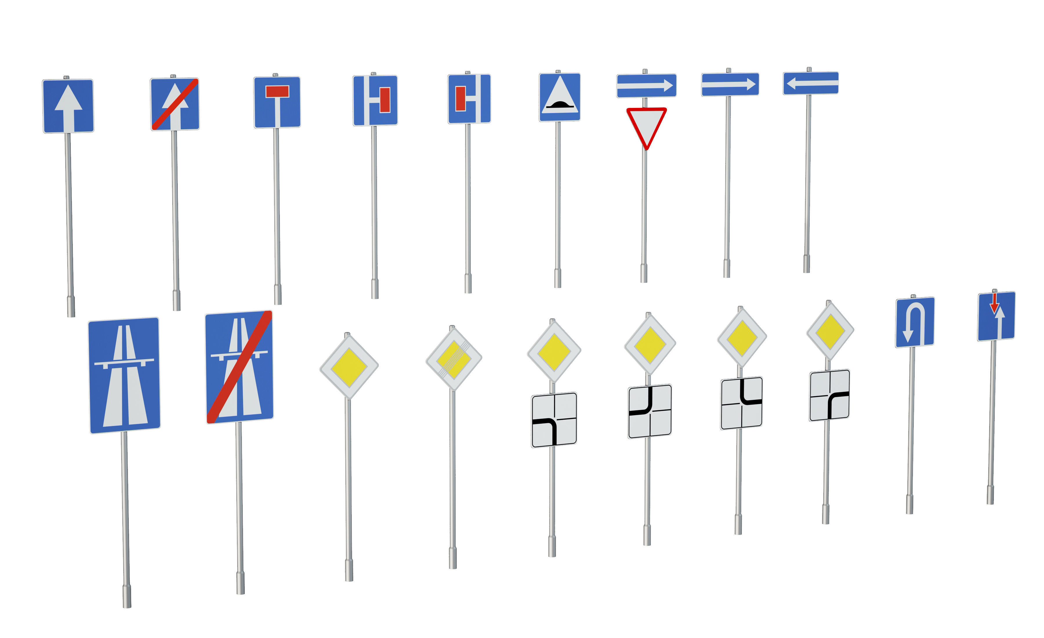 road sign set 3D model_1