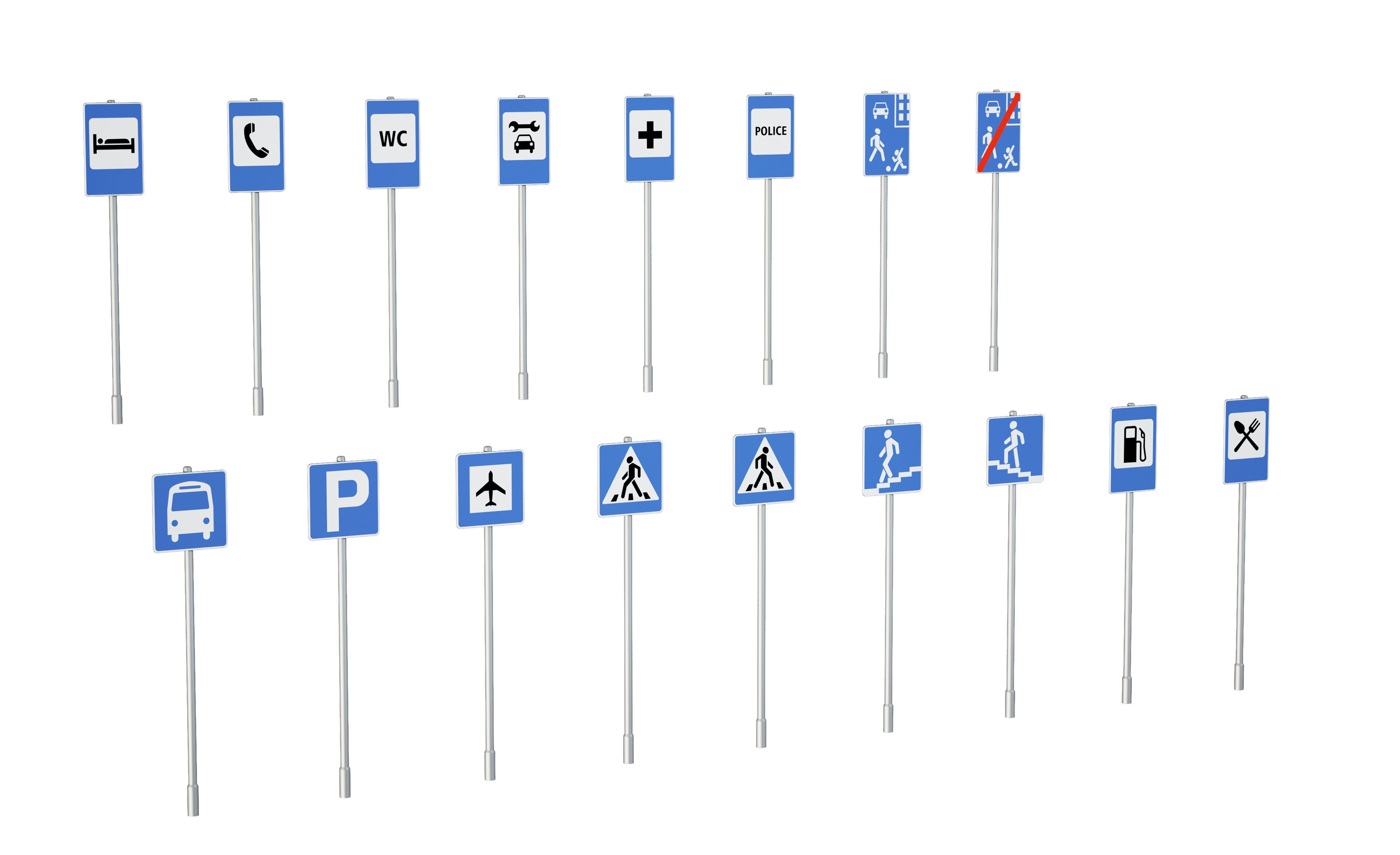 road sign set 3D model_2