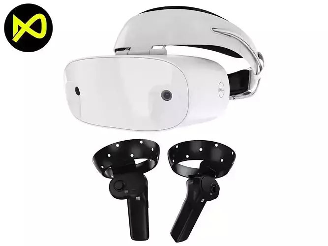 The Dell Visor Set Headset And Controllers 3D model