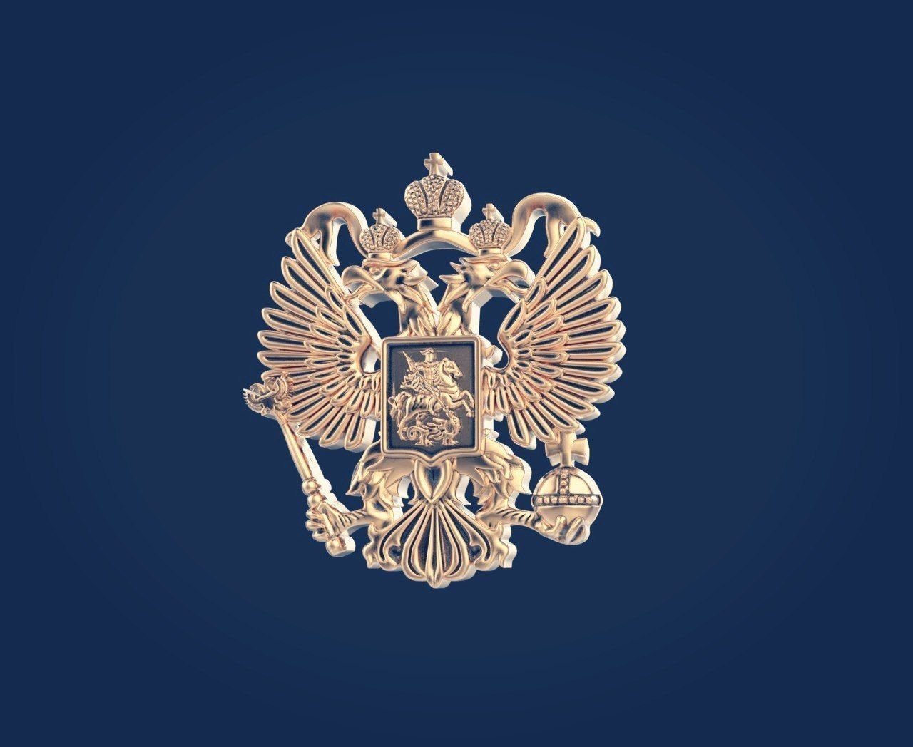 Russian coat of arms eagle 3D print model_4