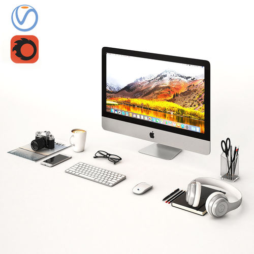 Workplace Silver IMac  3D model