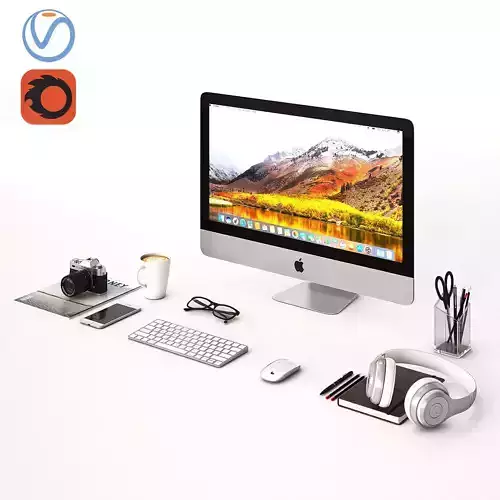 Workplace Silver IMac  3D model