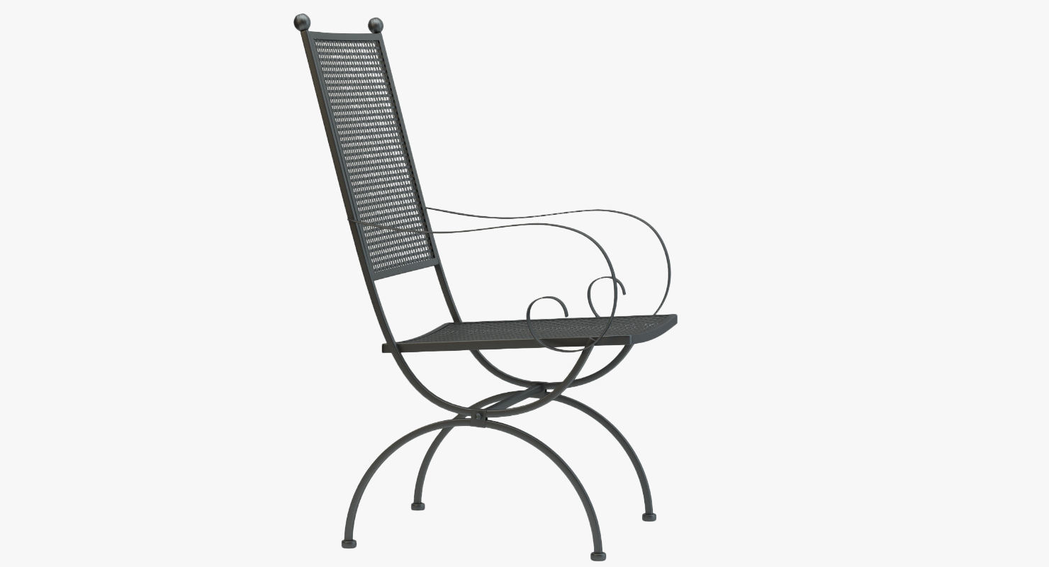 Wrought Iron Chair and Table Set 3D model_5