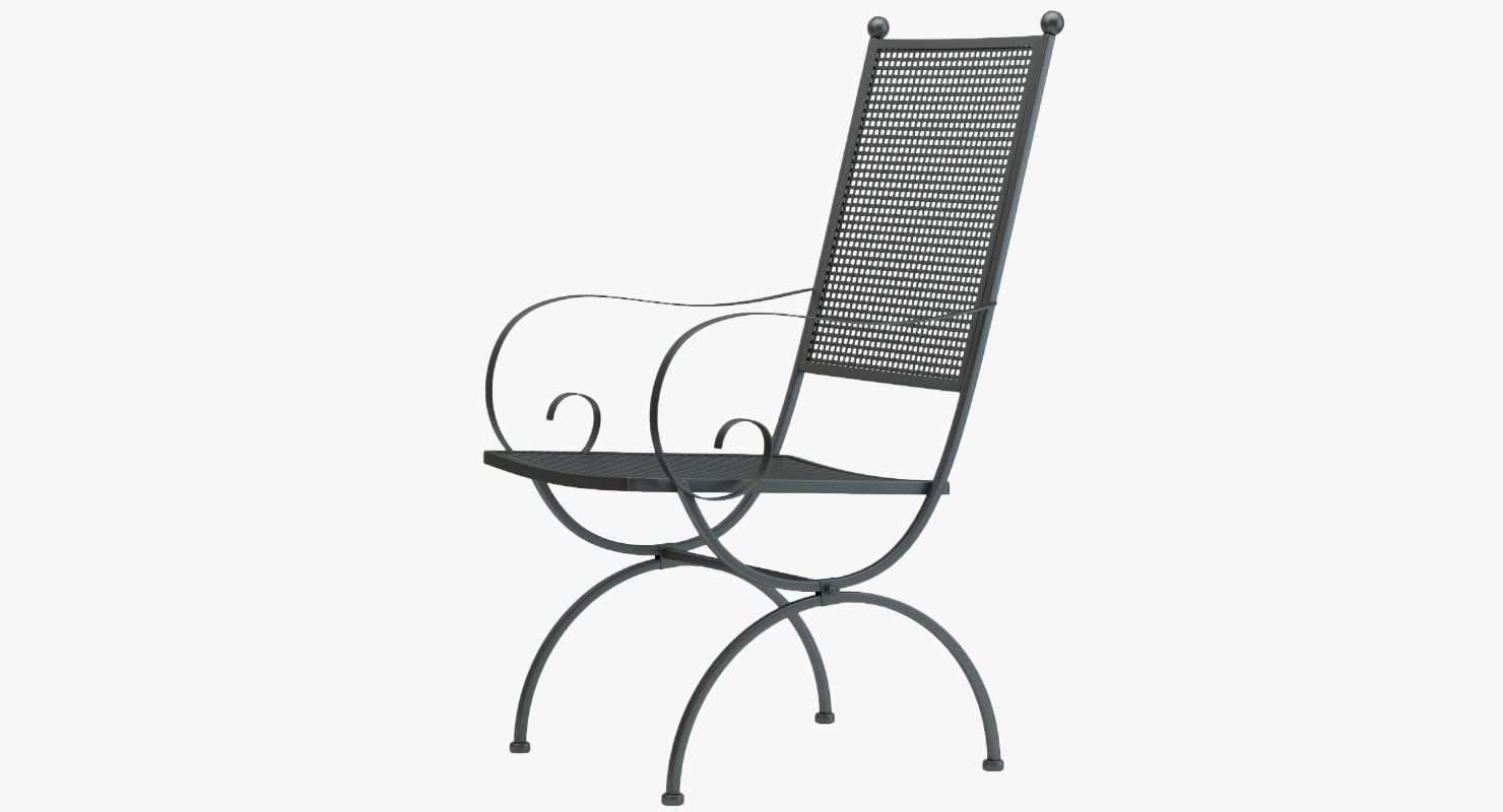 Wrought Iron Chair and Table Set 3D model_6