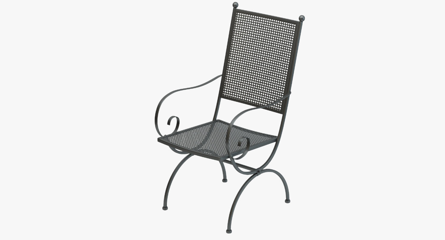 Wrought Iron Chair and Table Set 3D model_3