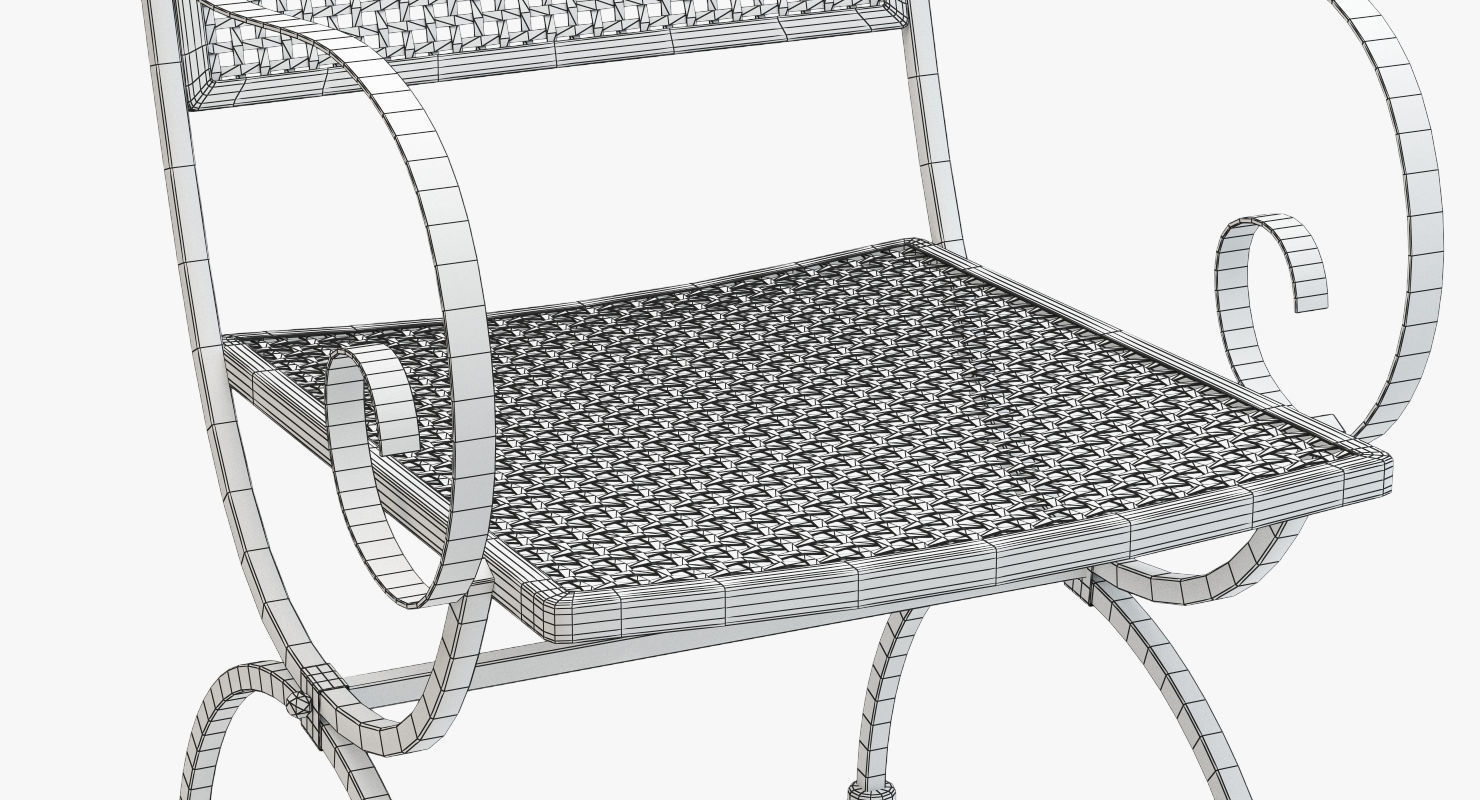 Wrought Iron Chair and Table Set 3D model_11