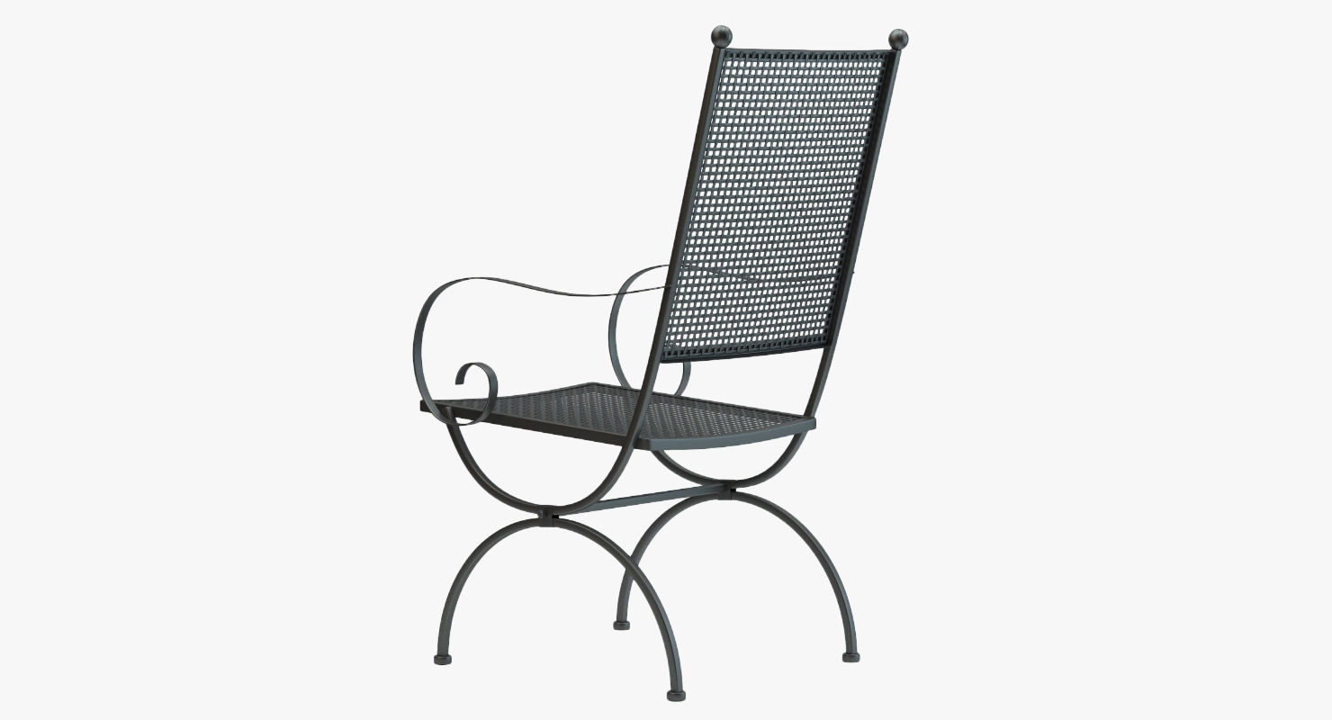 Wrought Iron Chair and Table Set 3D model_4
