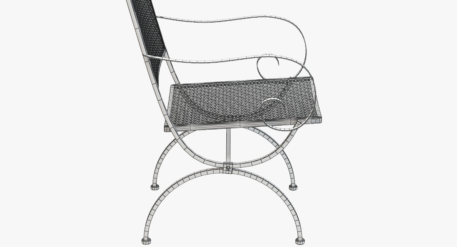Wrought Iron Chair and Table Set 3D model_12
