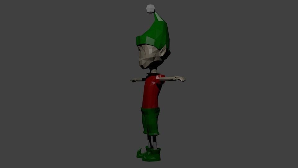 simple christmas elf character Low-poly 3D model_0