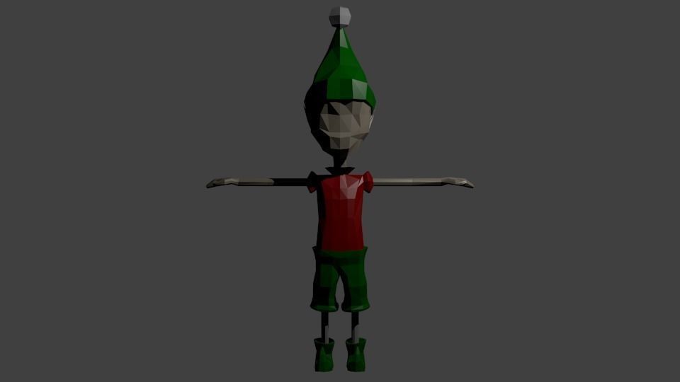 simple christmas elf character Low-poly 3D model_1