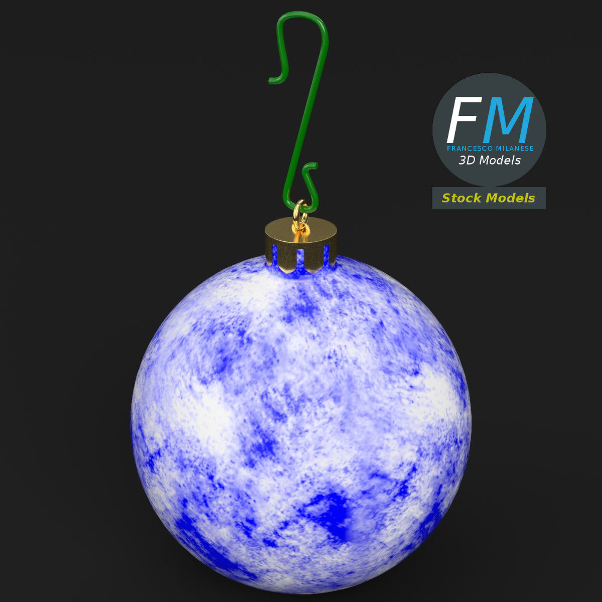 Christmas ball frosted 3D model_2