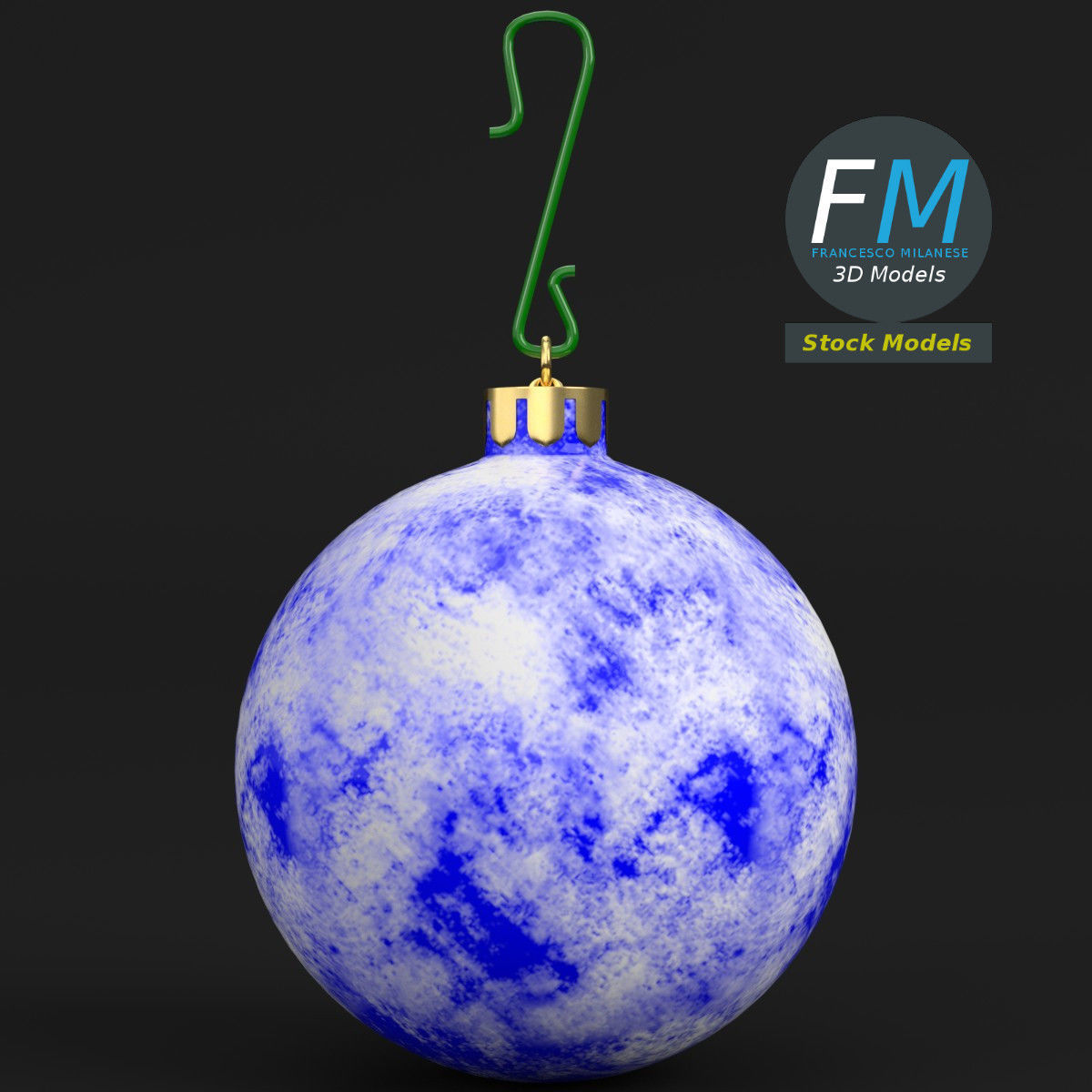 Christmas ball frosted 3D model_3