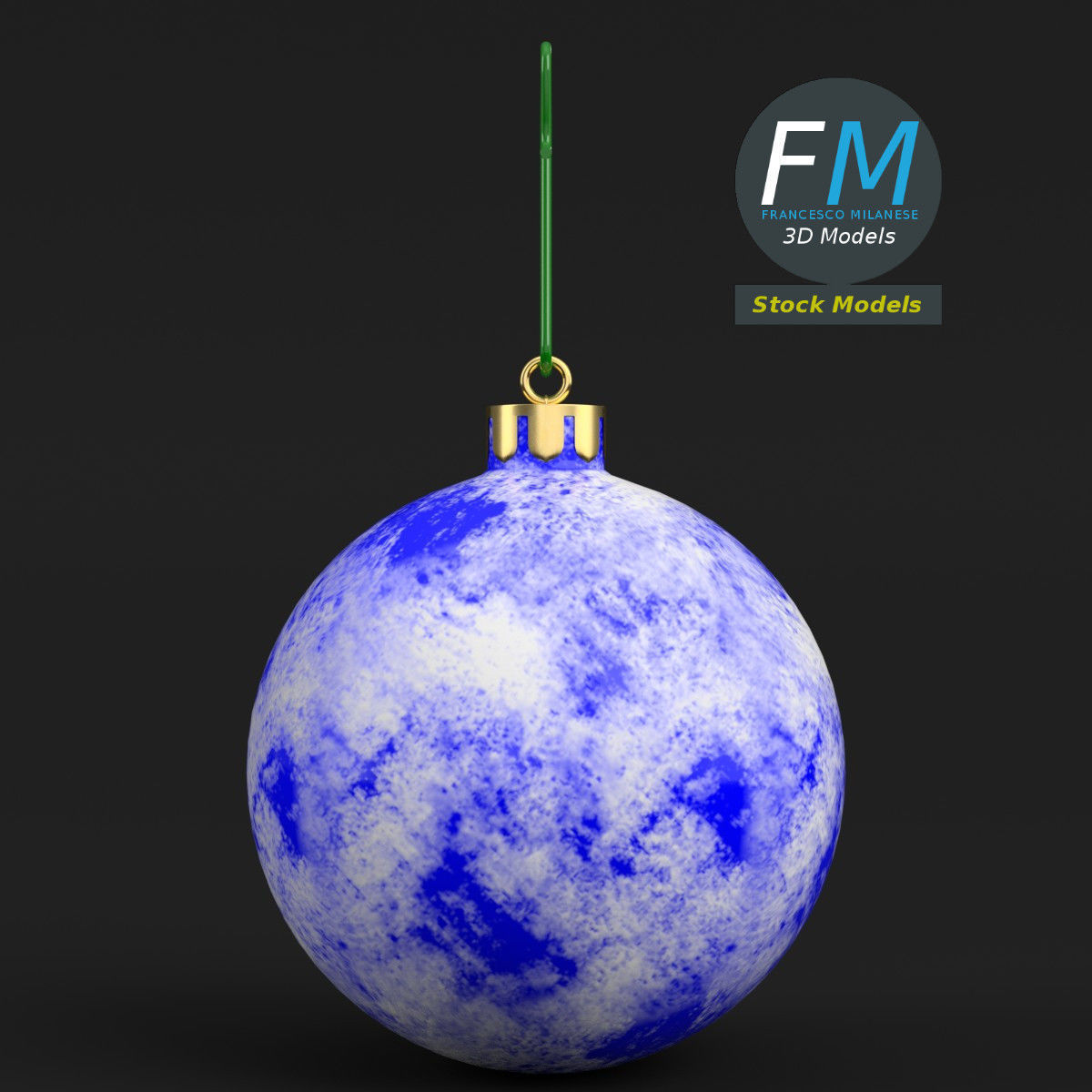 Christmas ball frosted 3D model_4
