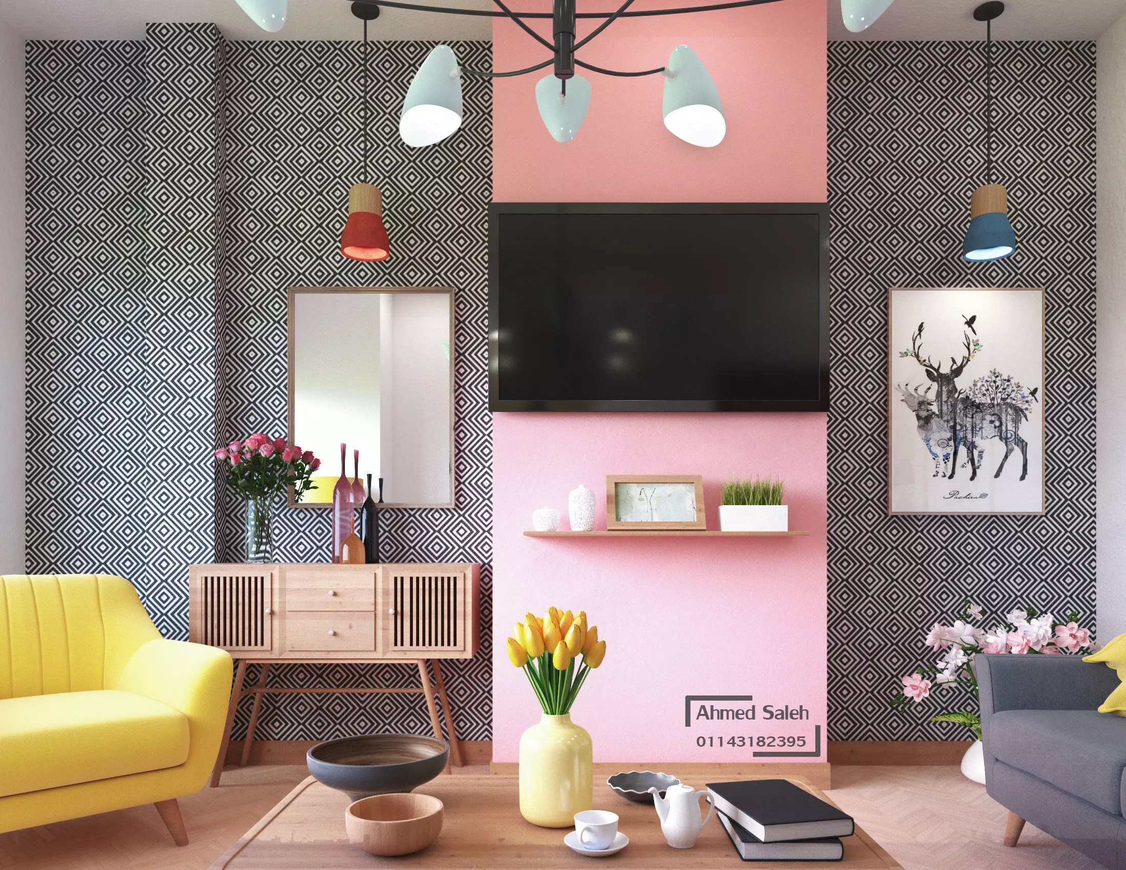 Scandinavian Living room Free low-poly 3D model