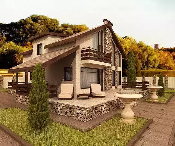 kotage modern house in countryside Low-poly 3D model