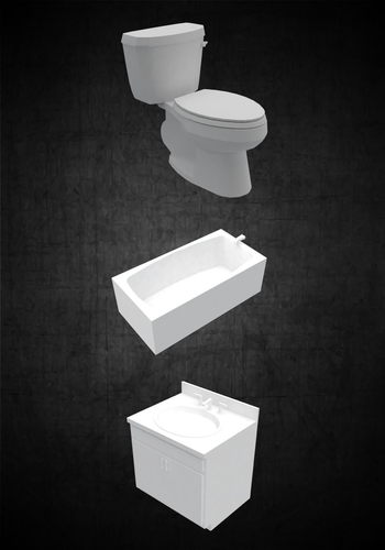 Toilet sink and tub pack simple for any designers or architects Low-poly 3D model