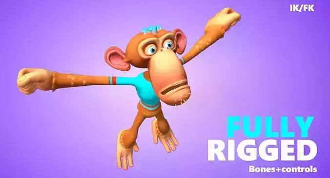 Monkey Lowpoly fully rigged Low-poly 3D model