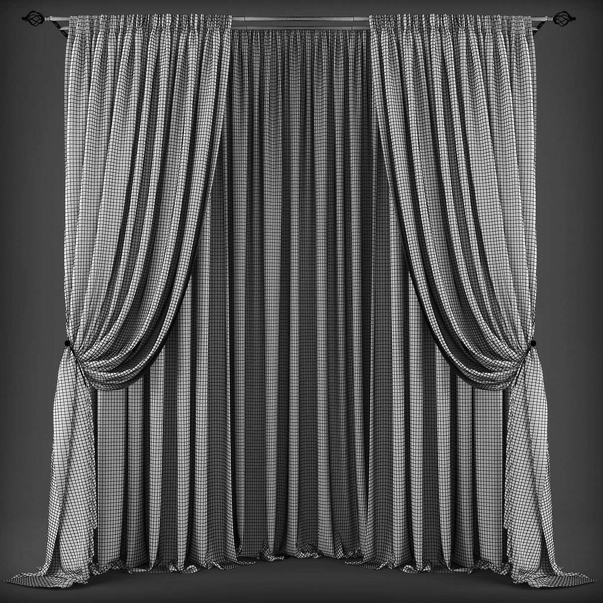 Curtain 3D model 330 Low-poly 3D model_1