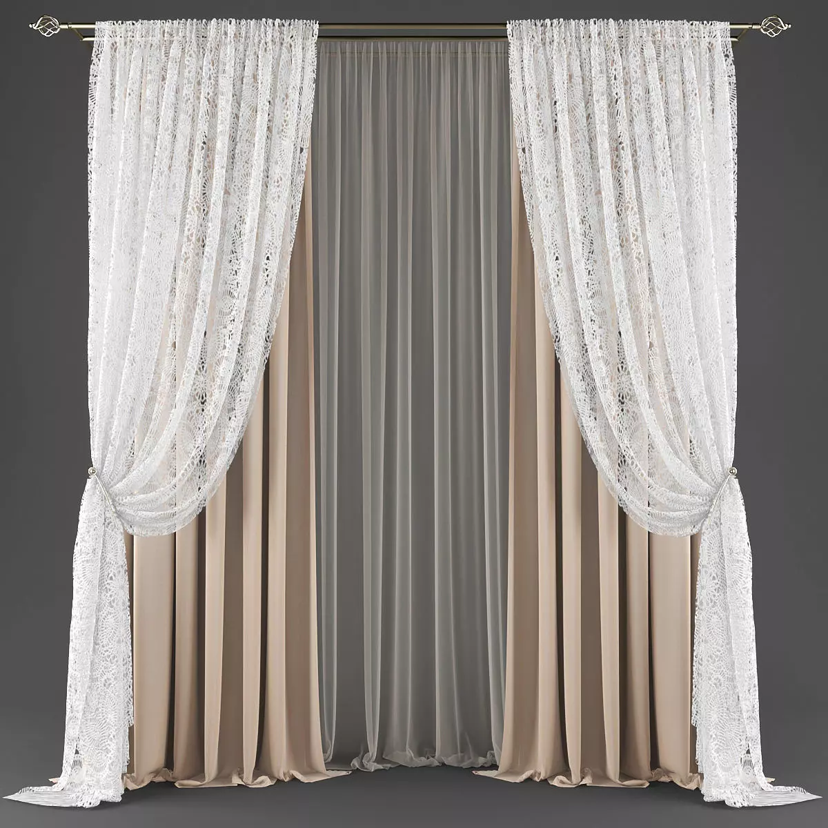 Curtain 3D model 330 Low-poly 3D model_0