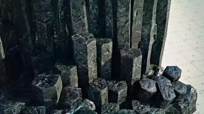 Basalt Columns and Rocks Kit PBR - Obsidian  Low-poly 3D model
