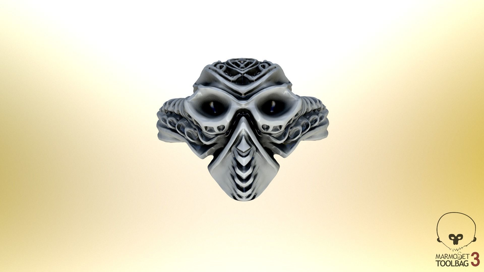 Cyber viking ring 3D print model_4