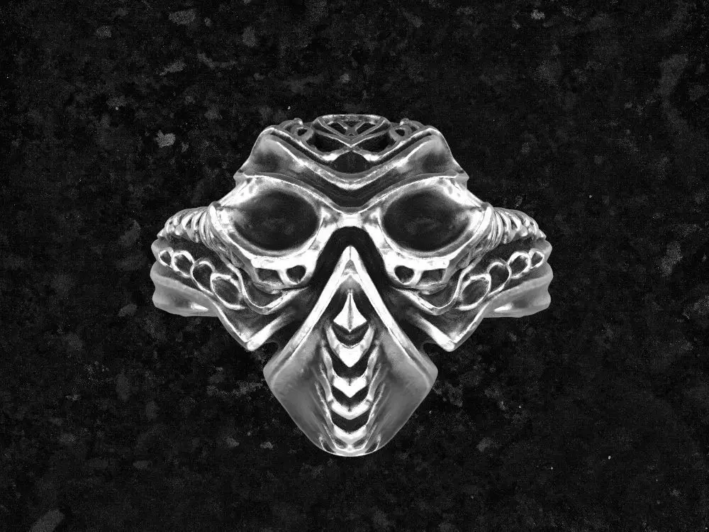 Cyber viking ring 3D print model_0