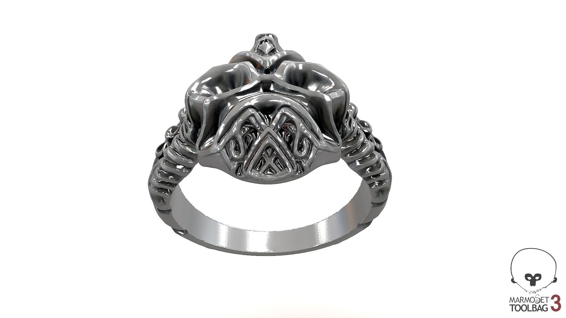 Cyber viking ring 3D print model_5