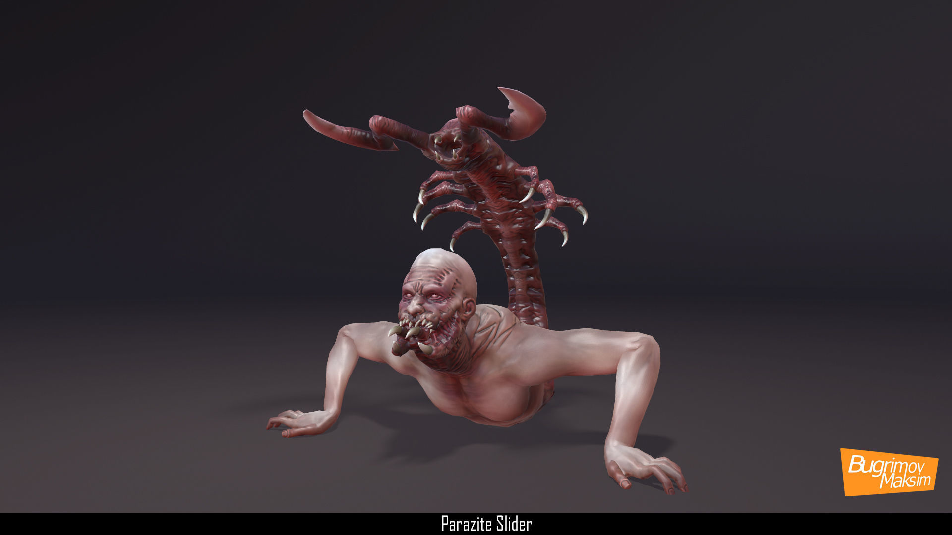 Character Parazite slider Low-poly 3D model_2