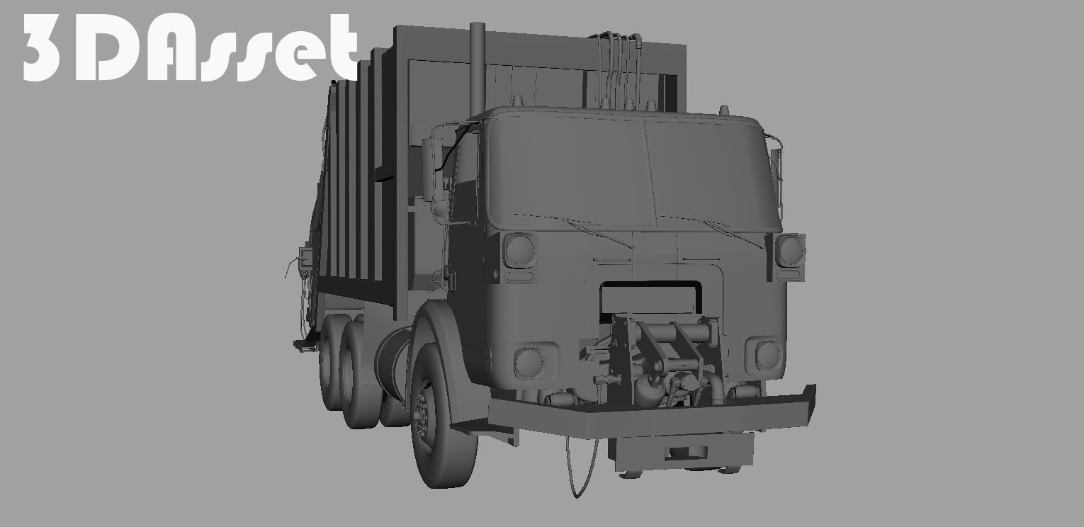 Garbage truck 3D model_9