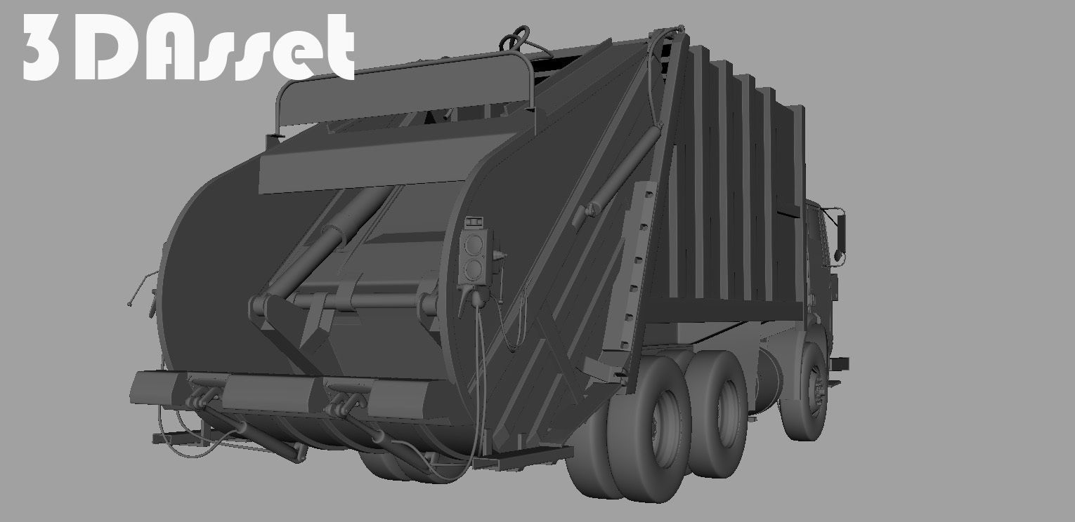 Garbage truck 3D model_6