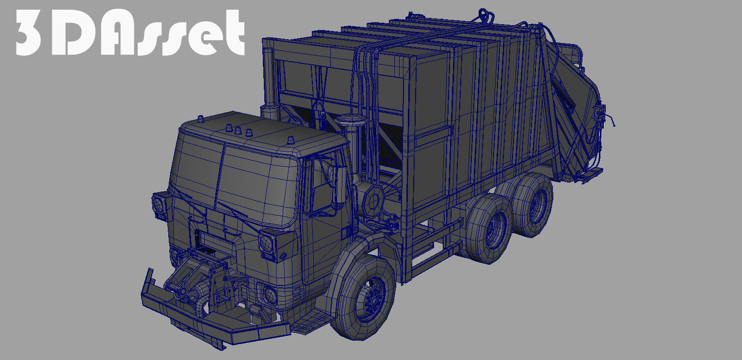 Garbage truck 3D model_12