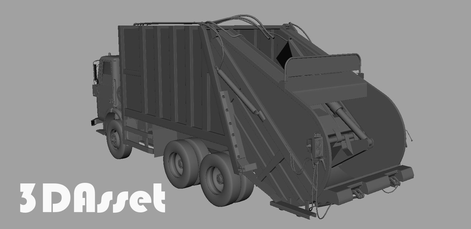 Garbage truck 3D model_7