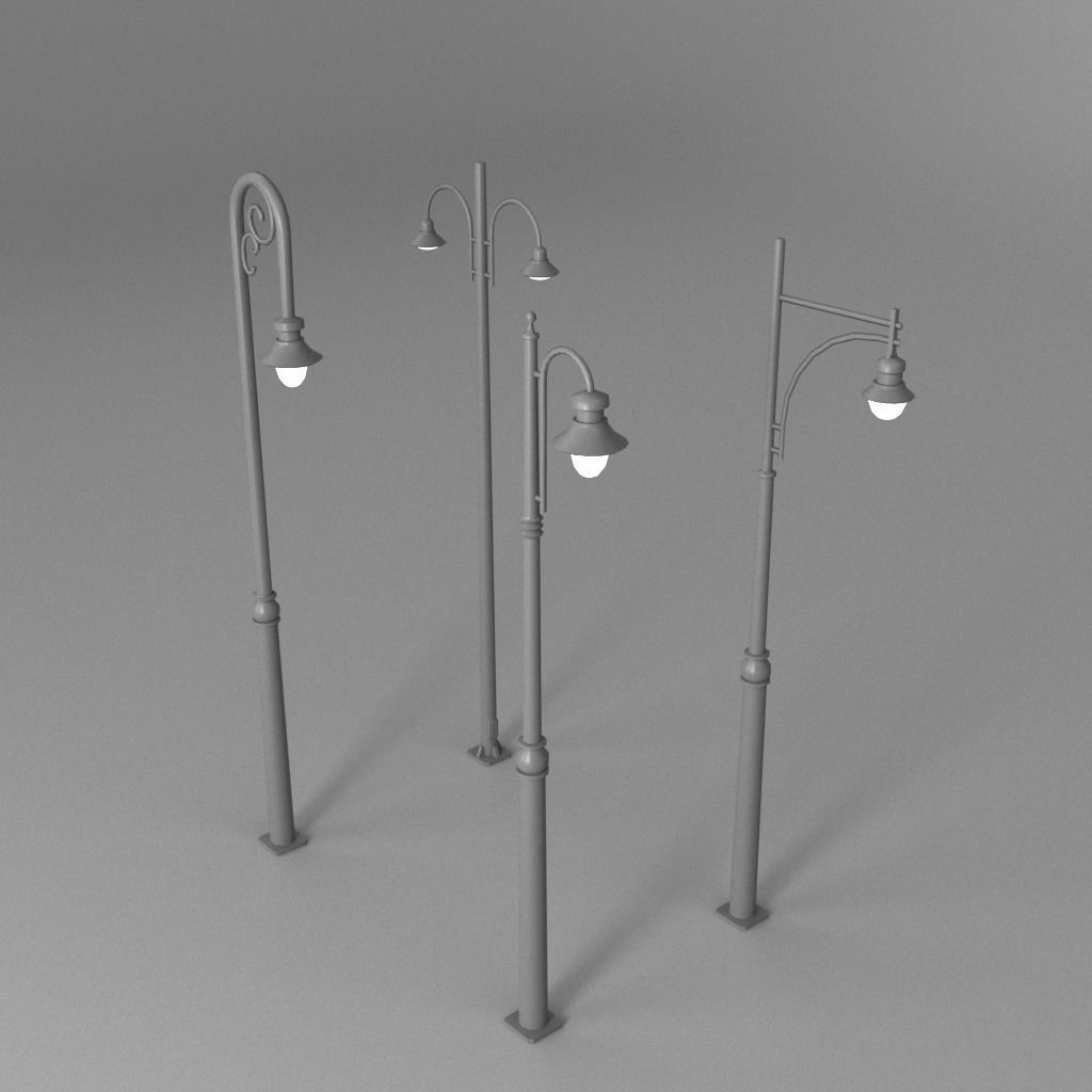 16 Low-Poly Street Lights Low-poly 3D model_3