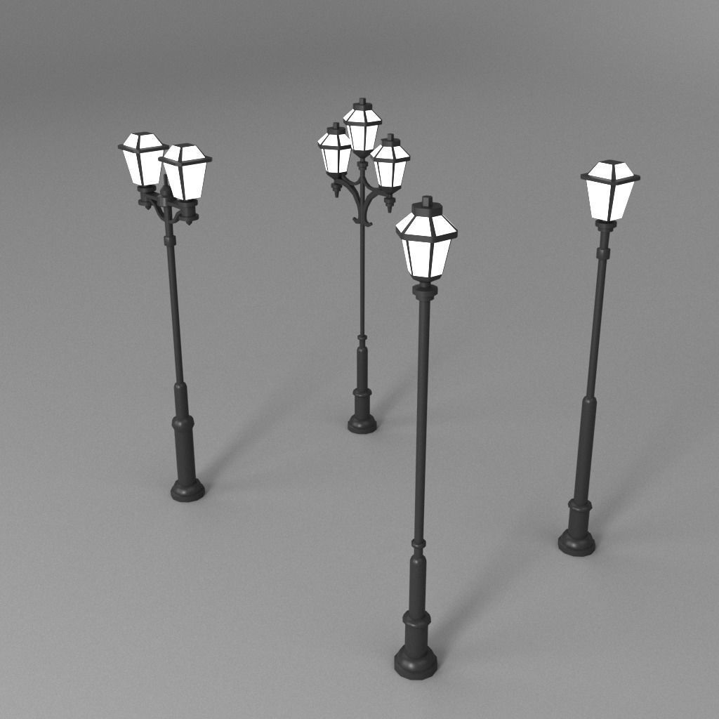 16 Low-Poly Street Lights Low-poly 3D model_4