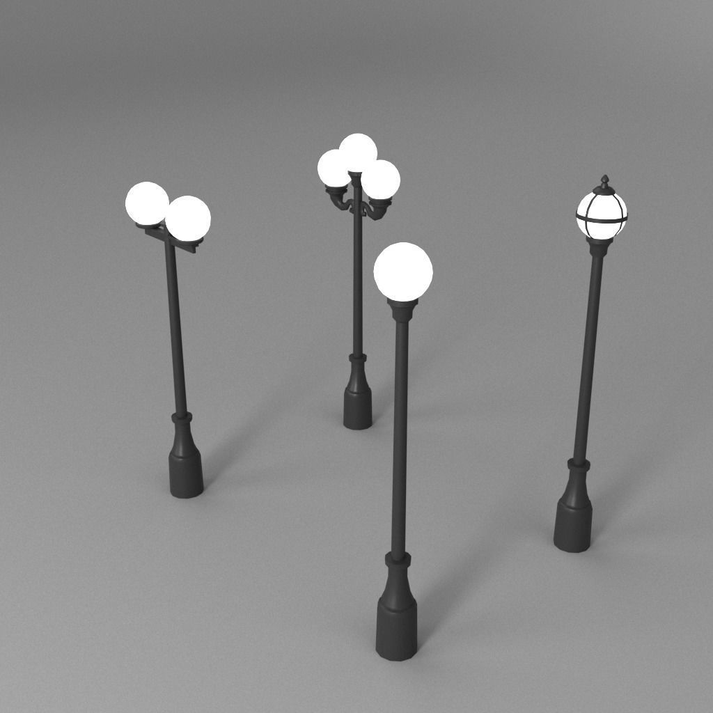 16 Low-Poly Street Lights Low-poly 3D model_2