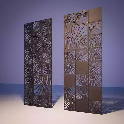 partition pair of wooden doors 3D model