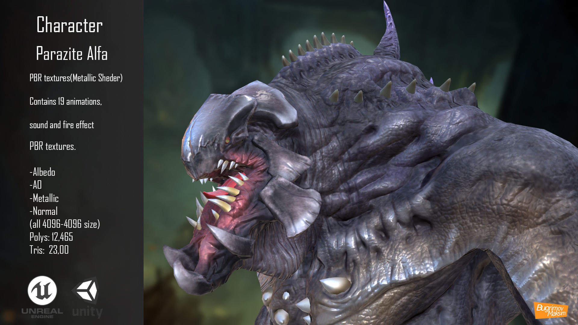 Character Parazite Alfa Low-poly 3D model_2